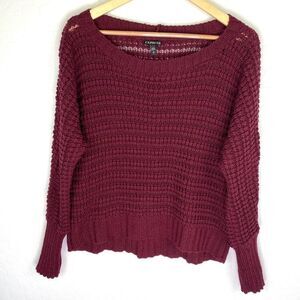 Express maroon slouchy cozy cropped sweater